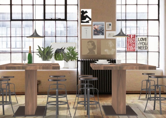 Un café con estilo industrial.Mi estilo!🌺 Design Rendering