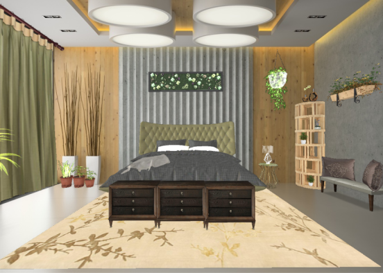 Earth Element Themed Bedroom Design Rendering