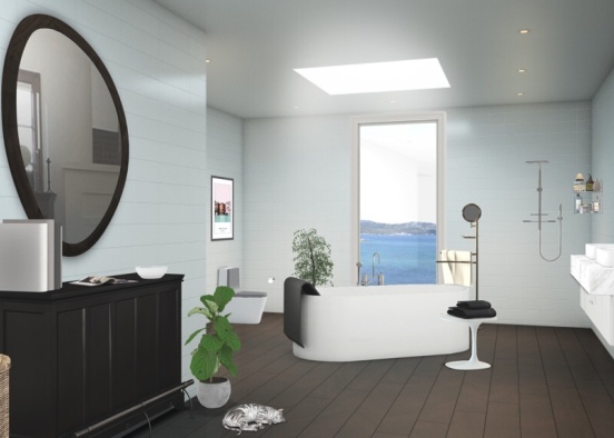 ocean view washroom Design Rendering