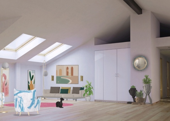 Trendy Living Room Design Rendering
