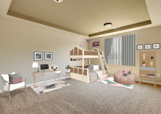 girls room! one teenager on the bottom and one little girl on the top of the bunk!!🥰 Design Rendering