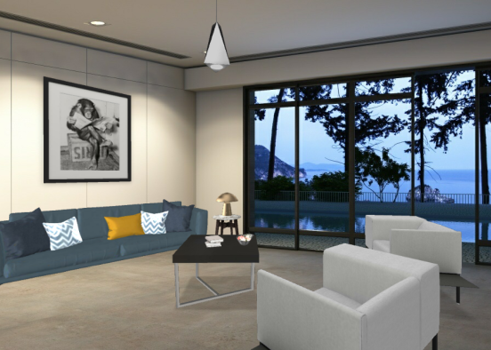 By the shore living room Design Rendering