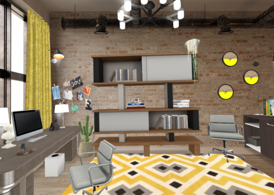 Yellow office Design Rendering