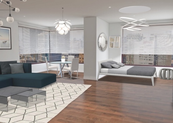 Dark White New York Apartment  Design Rendering