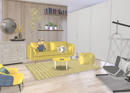 yellow mood living room Design Rendering