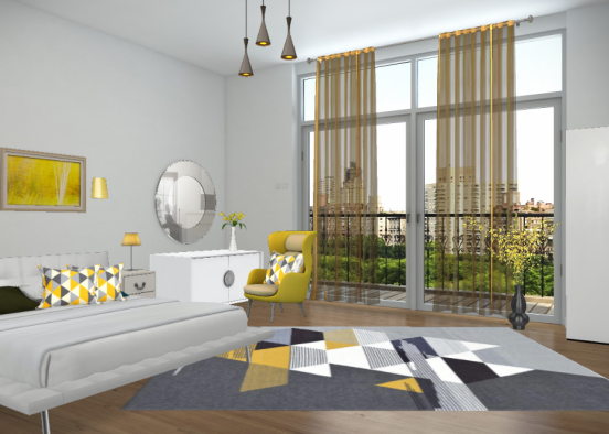 Yellow bedroom 💛💛❤️ Design Rendering