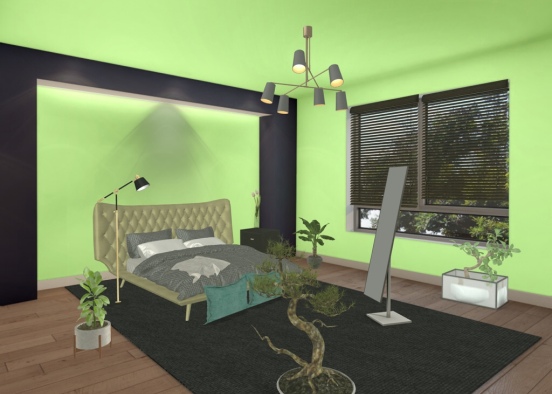 Black and green bedroom Design Rendering