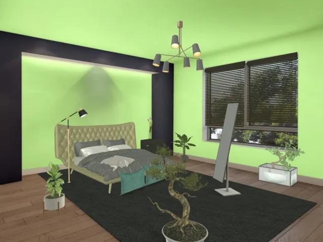 Black and green bedroom