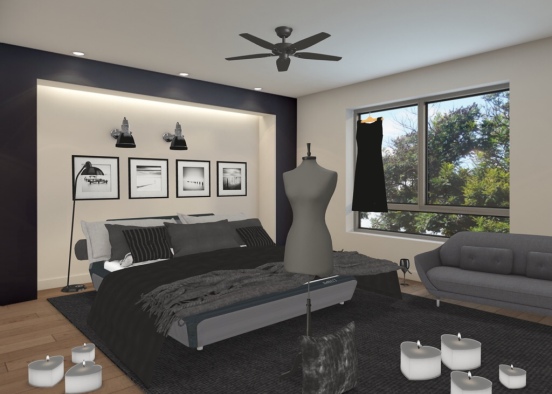 Black bedroom  Design Rendering
