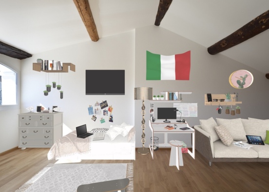 bedroom. dk what the italian flag is doing there Design Rendering