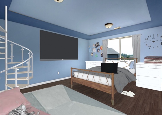cute teen bedroom Design Rendering
