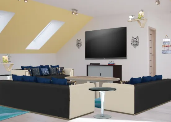 Living room for the family Design Rendering