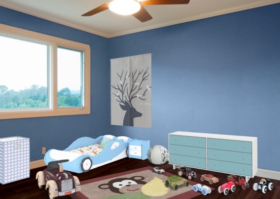 This is a little boys room that loves cars Design Rendering
