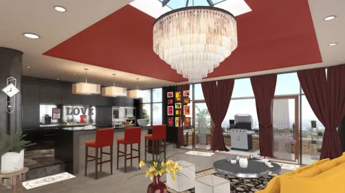 stylish condo living touches of reds n yellows 