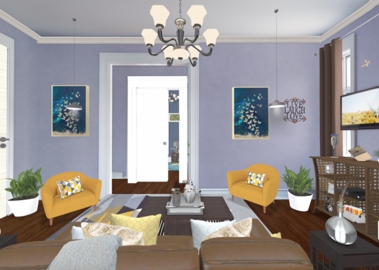 young couple living room Design Rendering