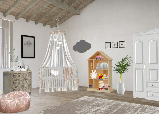 Modern baby girl room Design Rendering