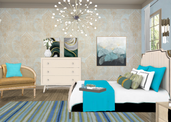 Dormitorio en tonos frios Design Rendering