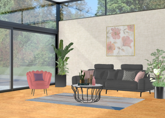 Sweet pink and grey home for hot summer time. Design Rendering