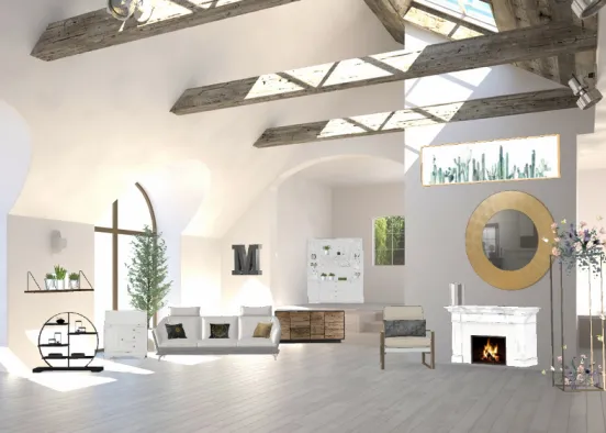 A aesthetic living room Design Rendering