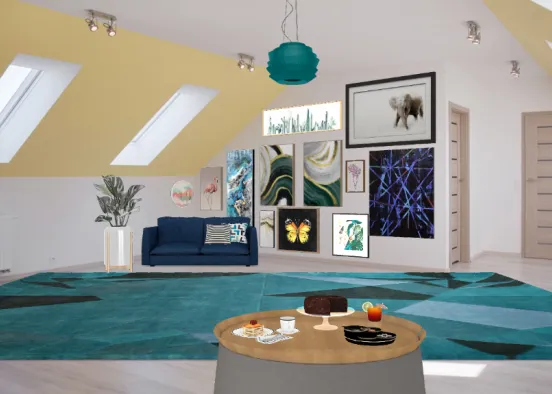 aesthetic living room Design Rendering