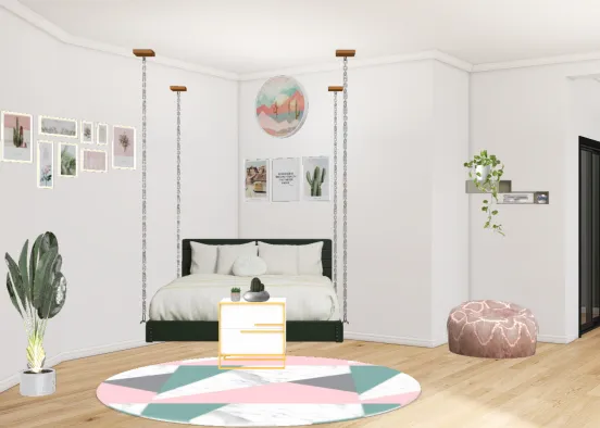 pretty bedroom Design Rendering