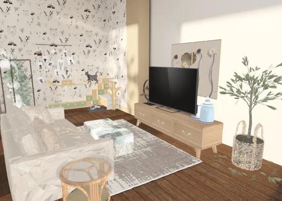 Rustic Living room Design Rendering