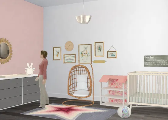 Chambre de bébé fille Design Rendering