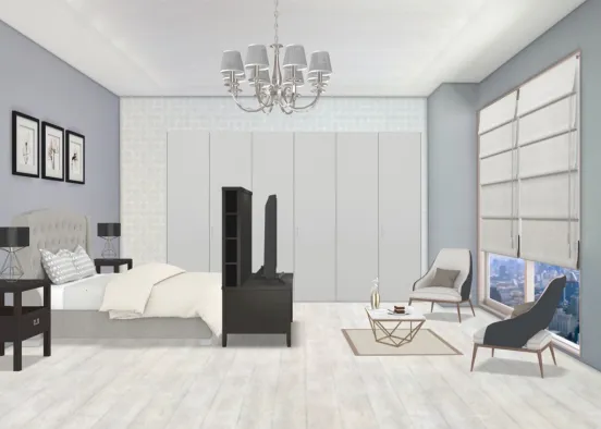 New York (Simplistic) Hotel Room Design Rendering