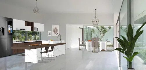 Cozinha e mesa de jantar