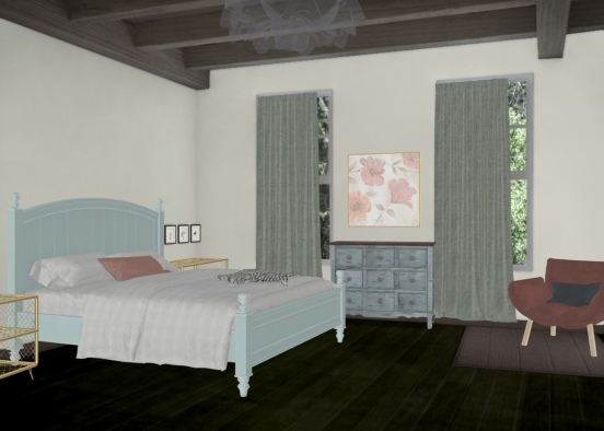 Girls floral bedroom Design Rendering