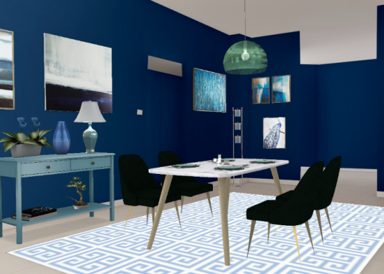 Blue dining room Design Rendering