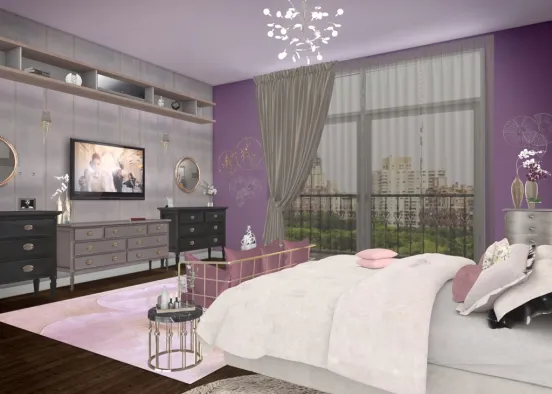 Lovely Pink bedroom Design Rendering