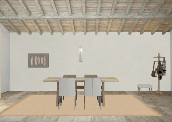 Airy dining room and entrance Design Rendering
