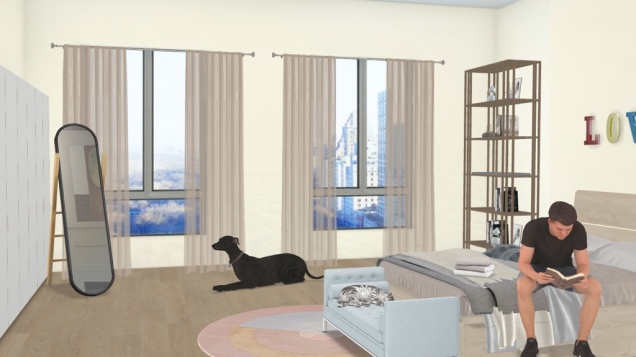 An apartment bedroom 