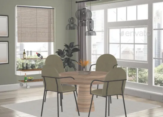 Modern Earthy Dining Room Design Rendering