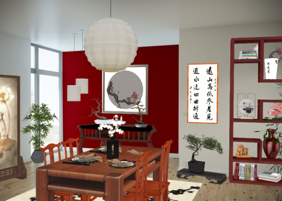 Oriental inspired dining room - Just for fun clientel design challenge ty @constance_l  Design Rendering