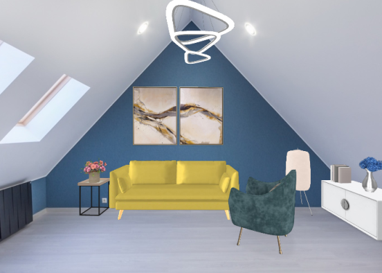 Cute, colored living room Design Rendering