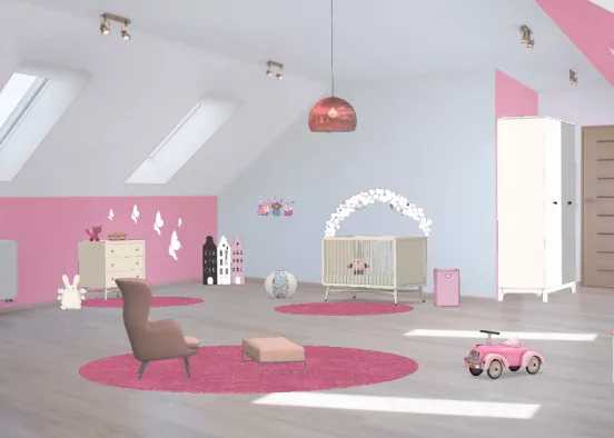 Chambre bb fille Design Rendering