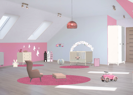 Chambre bb fille Design Rendering