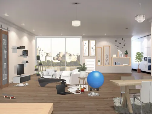 Living room and Dining room