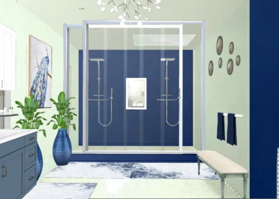 Morandi bathroom Design Rendering
