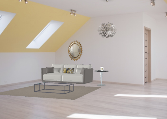 Yellow and gray living room  Design Rendering