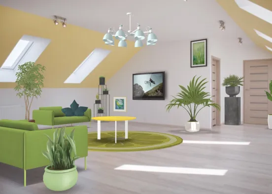 Green&Yellow Living Room Challenge Design Rendering