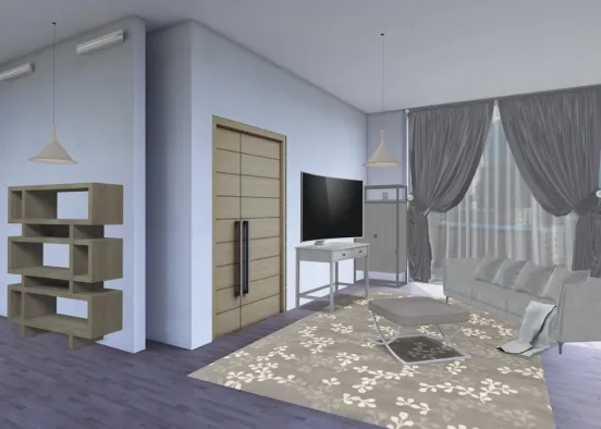 Grey Colour Challenge Living Room Design Rendering