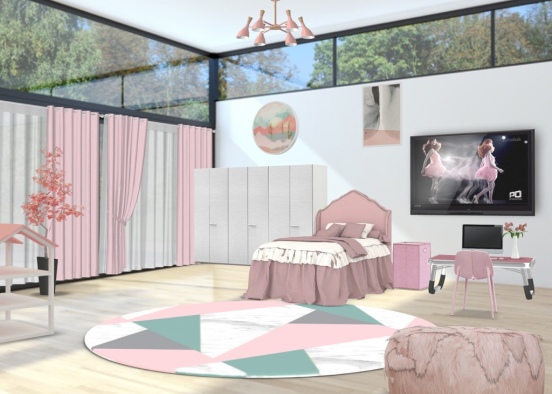 Using Only Pink Bedroom Challenge Design Rendering