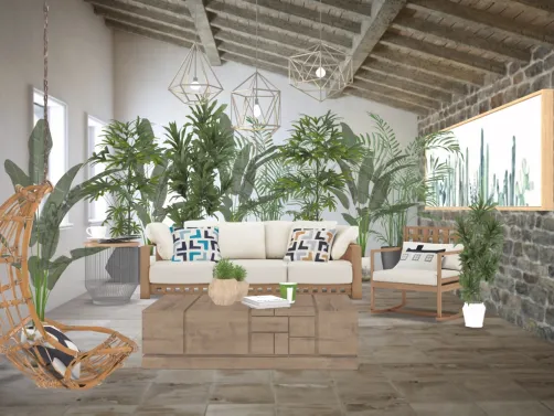 gold and white plant living room 