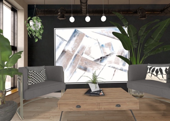industrial living room Design Rendering
