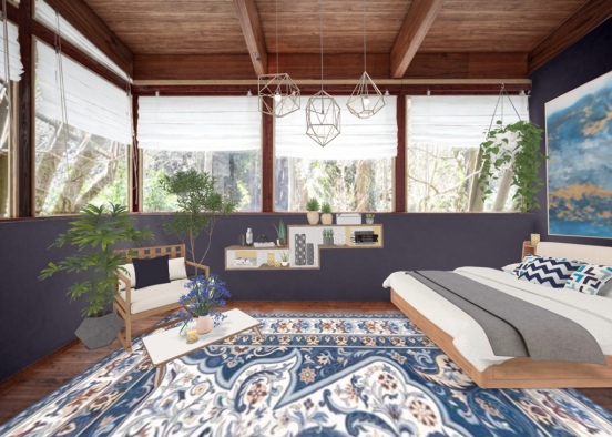 bedroom of blue Design Rendering