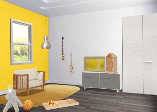Chambre bebe jaune Design Rendering