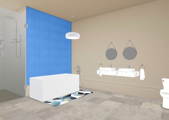 Salle de bain bleue  Design Rendering